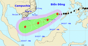 Tin bão mới nhất cơn bão số 15: Bão mạnh cấp 8, giật cấp 10