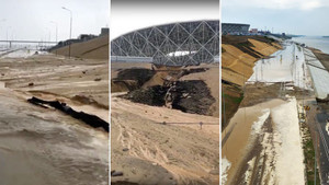 Mưa lớn, khu vực quanh sân vận động World Cup tại Volgograd bị sạt lở