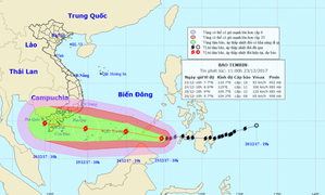 Bão Tembin mạnh thêm, đêm nay sẽ vào Biển Đông
