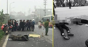 Va chạm với xe container, đôi nam nữ đi xe máy thương vong