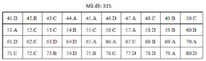 Đáp án mã đề 315 môn Địa lý THPT Quốc gia 2019