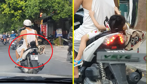 Thót tim cảnh người đàn ông 'hồn nhiên' chở bé gái đầu trần, nằm nghiêng ngả trên yên xe máy