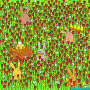 Mỏi mắt tìm quả trứng rơi trong vườn hoa tulip nhiều màu sắc