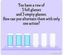 Đố bạn xếp 6 chiếc cốc dưới dây nằm xen kẽ nhau chỉ bằng một thao tác