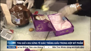 Cận cảnh 4kg sừng tê giác trắng giá 8 tỷ đồng giấu tinh vi trong hộp mỹ phẩm