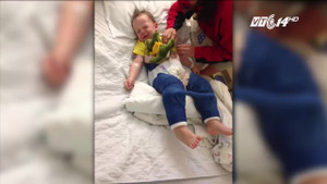 Chơi bạt nhún, bé trai 3 tuổi gãy hai chân