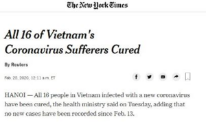 Báo quốc tế đưa tin tất cả 16 người mắc Covid-19 ở Việt Nam được chữa khỏi