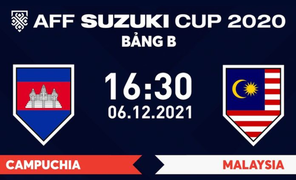 Xem trực tiếp Campuchia vs Malaysia vòng bảng AFF Cup 2020 trên kênh nào?