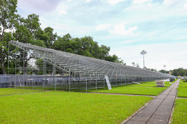 Toàn cảnh khán đài tại Quảng trường Ba Đình phục vụ lễ Quốc khánh 2/9