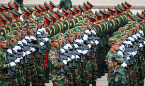 Bức tranh đa sắc trên Quảng trường Ba Đình trong buổi sơ duyệt diễu binh