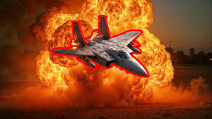 Hình ảnh tiêm kích F-15 Mỹ bốc cháy, xoay tròn trên không rơi xuống Kuwait