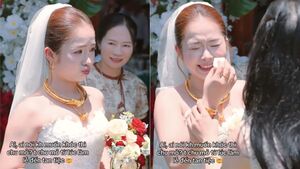 Clip cô dâu cố nín khóc bằng mẹo chu mỏ khiến ai xem cũng bật cười