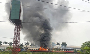 Cháy toa tàu hỏa gần ga Tiền Trung, Hải Phòng