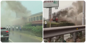 Cháy toa tàu hỏa gần ga Tiền Trung, Hải Phòng