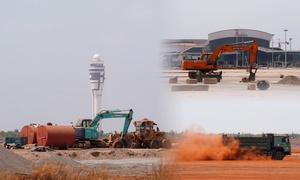 Cận cảnh sân bay Long Thành ngổn ngang, vắng bóng công nhân