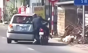 Lời khai tài xế ô tô đánh lái chèn ngã xe máy ở Thanh Hóa