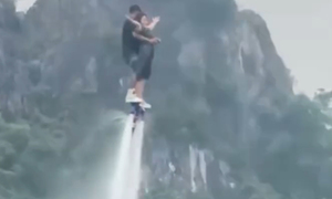 Hai người gặp nạn khi bay flyboard: Hồ Núi Lớ chưa được phép tổ chức trình diễn