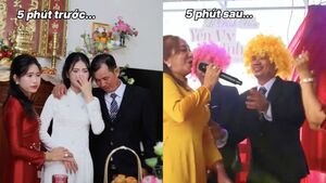 Clip bố cô dâu vừa mới khóc sụt sùi đã 'quẩy cực sung' gây bão mạng xã hội