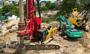 Sau nhiều năm đình trệ, công trường 786 tỷ đồng ở Hà Nội rầm rộ thi công trở lại