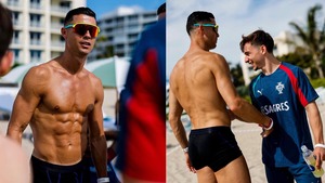 Ronaldo cởi trần dạo biển trước World Cup, khoe cơ bụng 6 múi tuổi 41