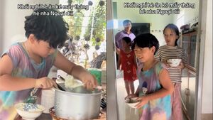 Cảnh 6 đứa cháu nghỉ hè xếp hàng ăn cơm bà nấu khiến dân mạng nhớ tuổi thơ