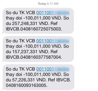 Chủ thẻ Vietcombank thông báo mất 500 triệu đồng trong một đêm