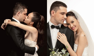 MC Phương Mai tình tứ 'khóa môi' chồng trong ảnh cưới giản dị