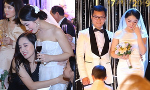 Hoa hậu Mai Phương Thúy đến trễ khi dự lễ cưới BTV Thu Hà