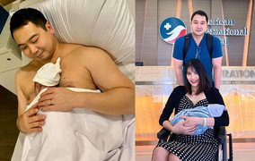 Lan Khuê tươi tắn xuất viện sau 3 ngày sinh con đầu lòng với chồng đại gia