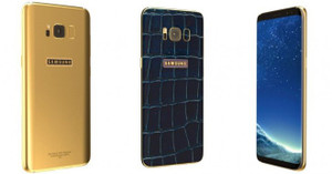 Galaxy S8 phiên bản da cá sấu đính kim cương xanh