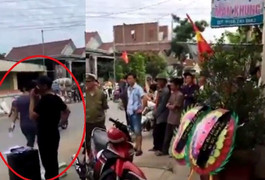Mở nhạc đám ma, mang vòng hoa đến nhà trưởng công an xã đòi nợ
