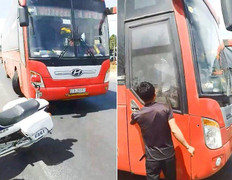 Cảnh sát nổ súng truy đuổi xe giường nằm phóng như bay trên quốc lộ ở Bình Thuận