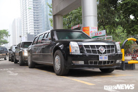 Cận cảnh 'Quái thú' của Tổng thống Trump đổ xăng ở Hà Nội