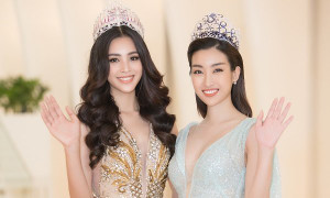 Đỗ Mỹ Linh, Tiểu Vy đọ sắc khi cùng diện đầm xẻ táo bạo