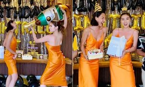 Kỳ Duyên diện đồ đôi, tổ chức sinh nhật bất ngờ cho Minh Triệu