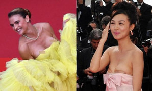 Những lần tuột váy, lộ ngực khiến các người đẹp 'muối mặt' ở Cannes