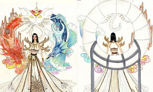 Thiết kế 'Sơn Tinh - Thủy Tinh' cho đại diện Việt Nam tại Hoa hậu Hoàn vũ gây chú ý