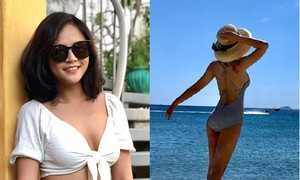 Thu Quỳnh khoe dáng quyến rũ với bikini một mảnh