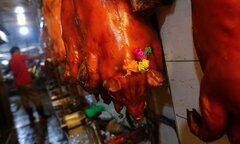 Người Sài Gòn chi tiền triệu mua heo quay nguyên con cúng Thần Tài