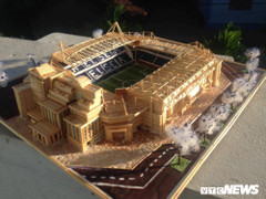 Sân vận động Old Trafford bằng tăm tre của nam sinh Vĩnh Phúc khiến dân mạng ngỡ ngàng