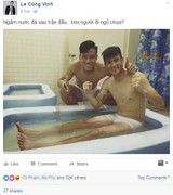 Thắng Singapore, Công Vinh khoe ảnh ăn mừng trong bồn tắm