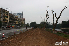 Ảnh: Phố Kim Mã sau ngày di dời hàng cây cổ thụ làm ga đường sắt