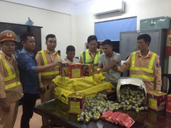 CSGT Hà Nội bắt xe tải chở pháo 'khủng' trong đêm