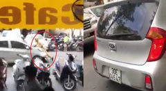 Tài xế xe hơi tông CSGT Hà Nội lên nắp capo rồi bỏ chạy