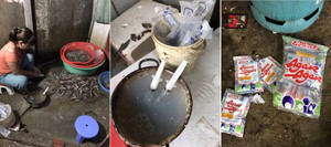 Bắt quả tang tiểu thương bơm, bán tôm có tạp chất ở chợ đầu mối Hà Nội