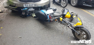 Tài xế say rượu tông liên hoàn, kéo lê xe máy, xe đạp điện trên phố Hà Nội