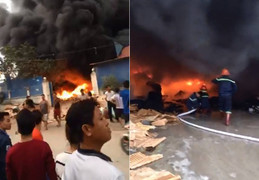 Video: Cháy dữ dội kho chứa phế liệu ở Hưng Yên