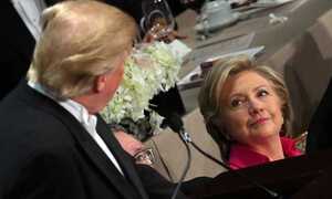 Ăn tối cùng nhau, Trump lại gây hấn với Clinton