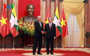 Chủ tịch nước Trần Đại Quang đón và hội đàm với Tổng thống Myanmar