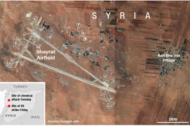 Khu vực chịu tấn công hóa học ở Syria tiếp tục bị không kích